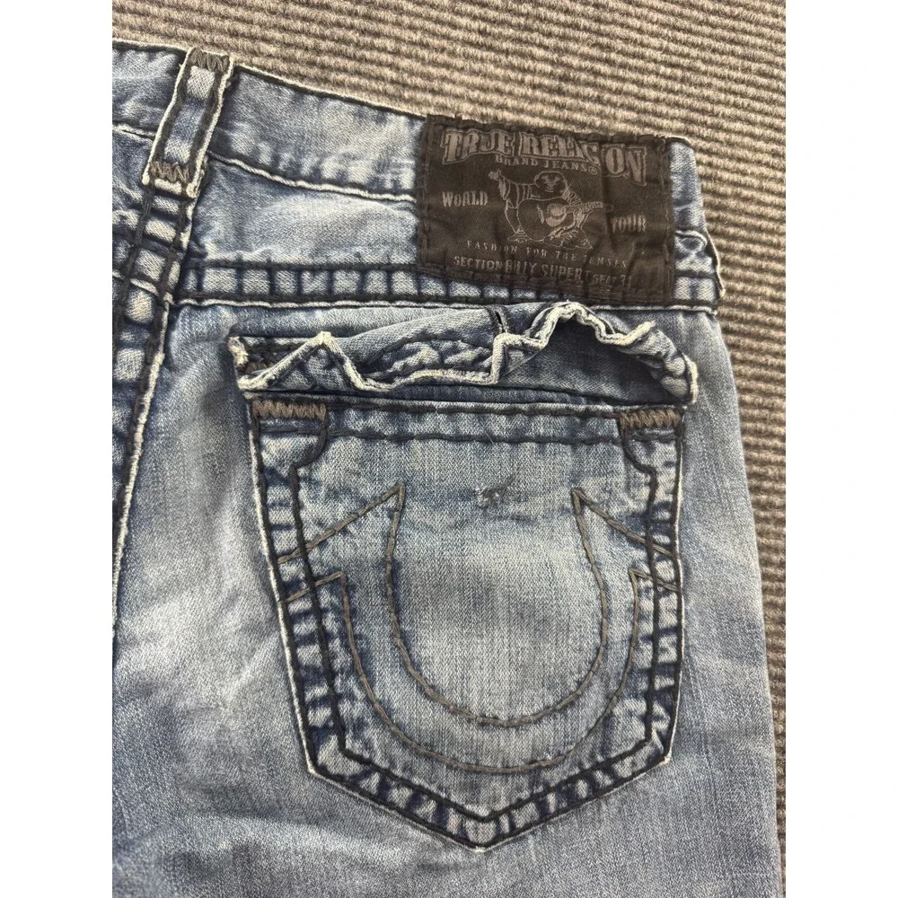 Vintage True Religion Billy Super T Jeans Mens 36x32 Bootcut Blue USA Made Y2K